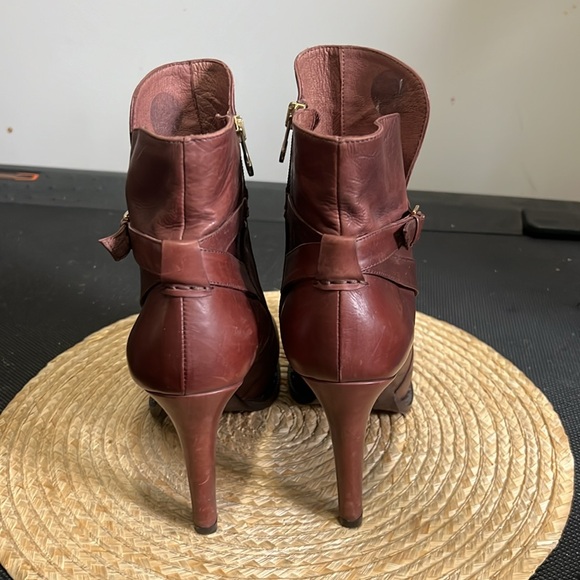 Pedro Miralles 1959 Leather Disstress Color Tone Burgundy Ankle Booties Size 40 - Picture 4 of 15